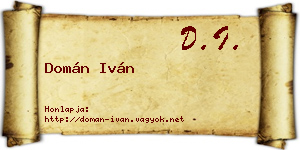 Domán Iván névjegykártya